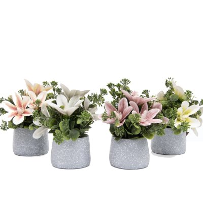 PLANTA CON FLOR Y MACETA 27CM